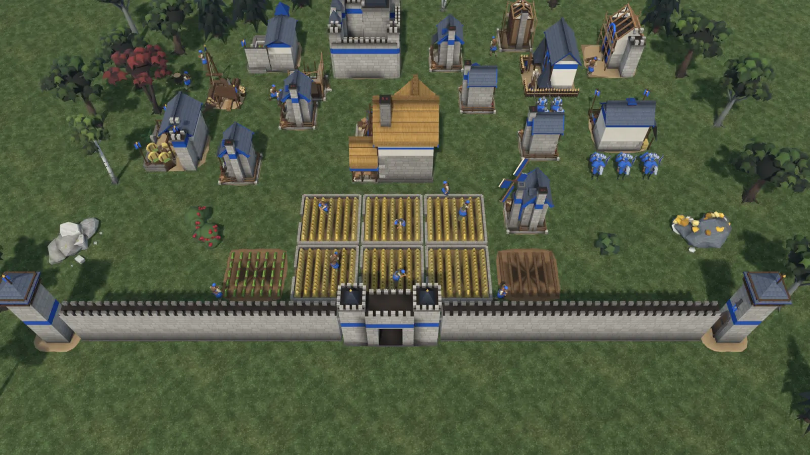More farms, houses and a siege workshop going up