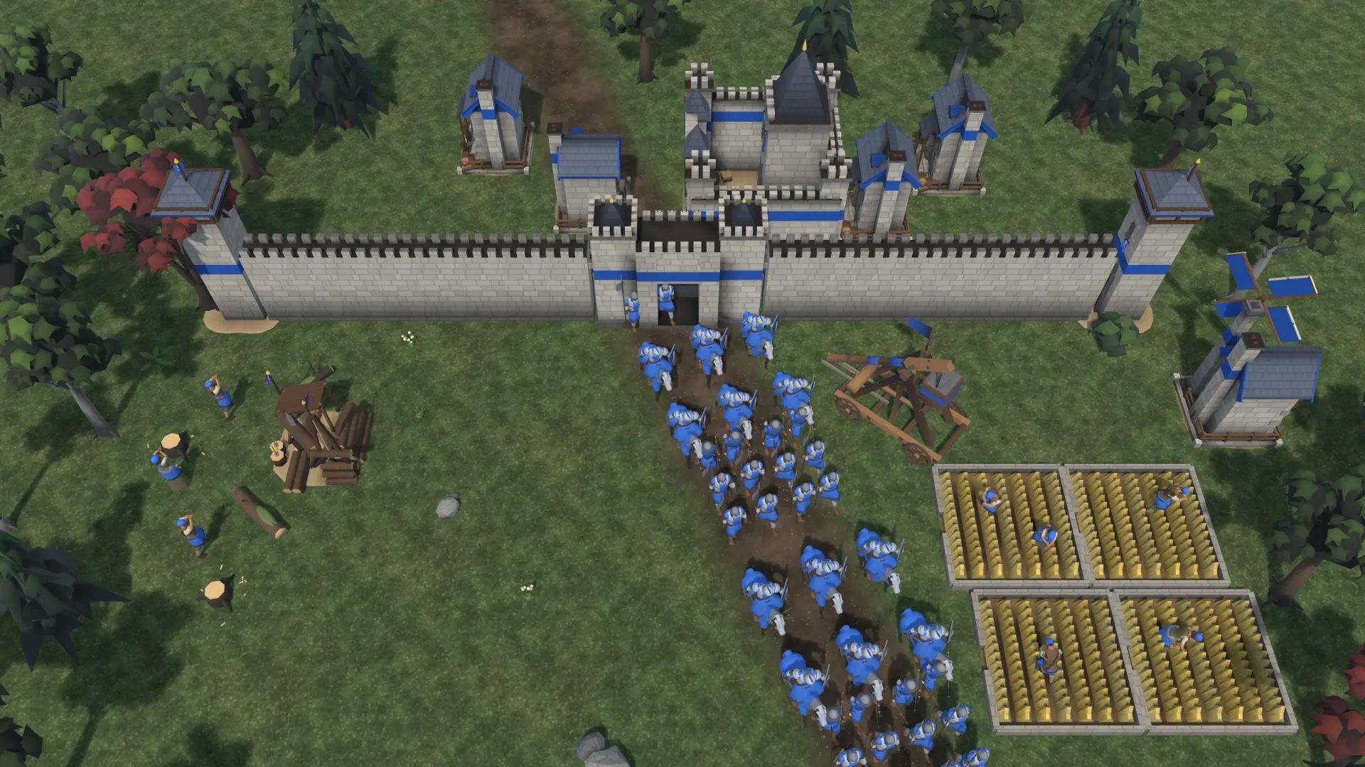 A Britons column marching out of its castle