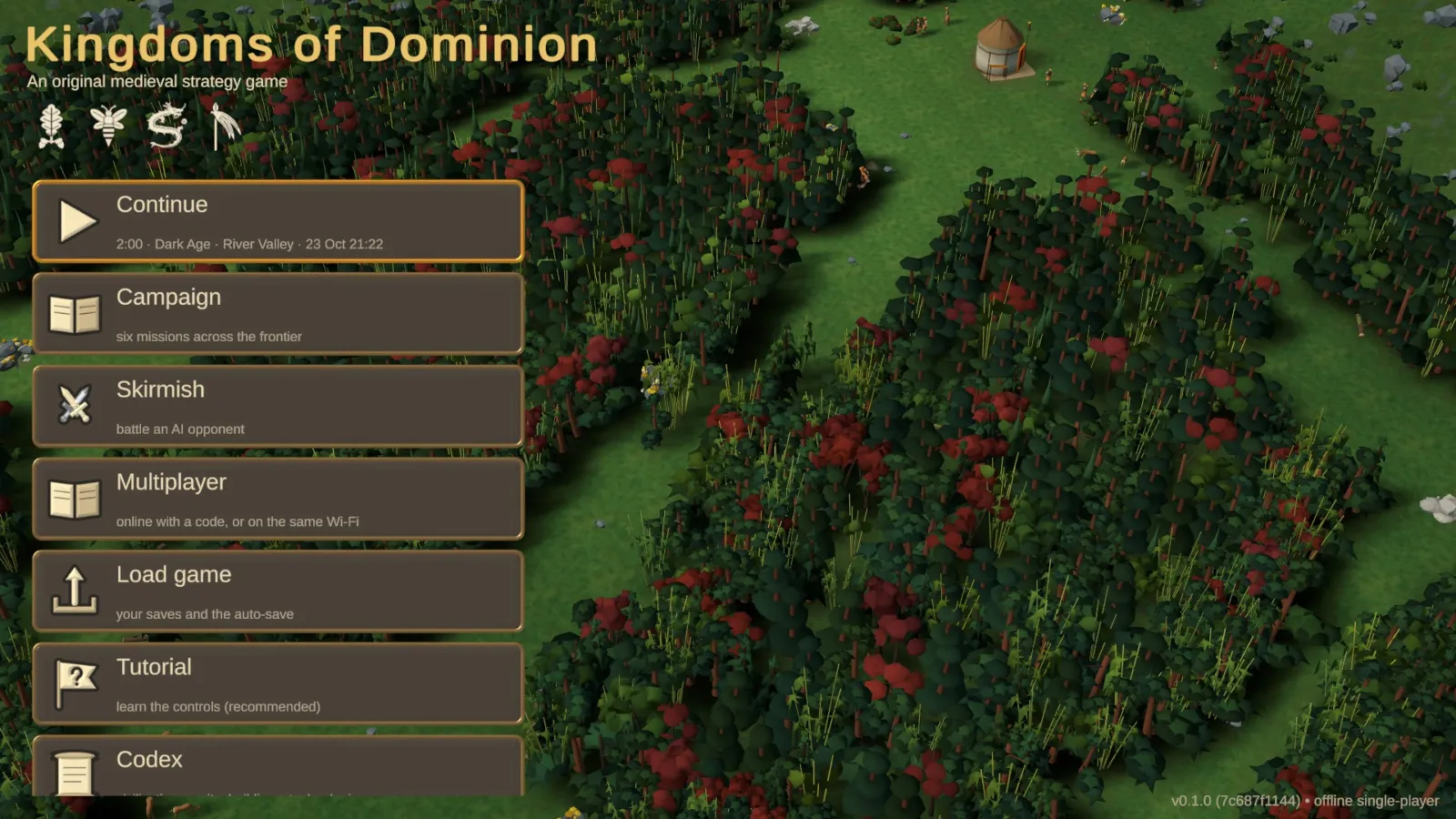 The main menu